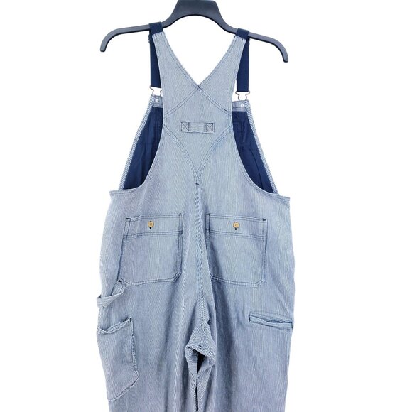 Duluth Trading Co. Rootstock Womens Size Lx33 Blue & White Striped Denim Overall - Picture 4 of 10